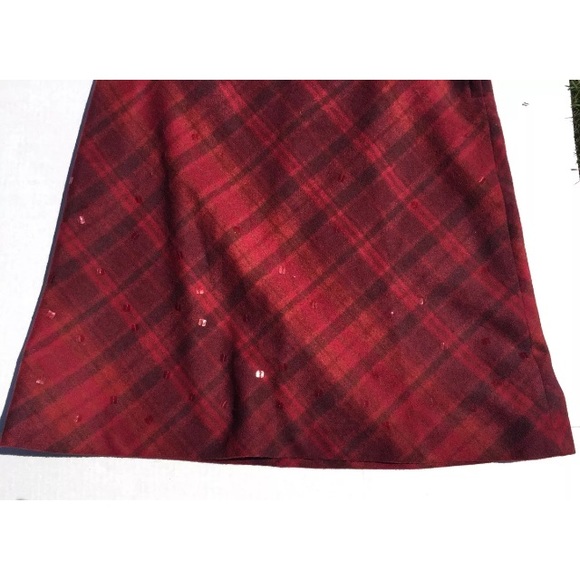 J.Crew enjoy Sz 8 Wool Blend red Lined Skirt Plaid - Picture 3 of 5
